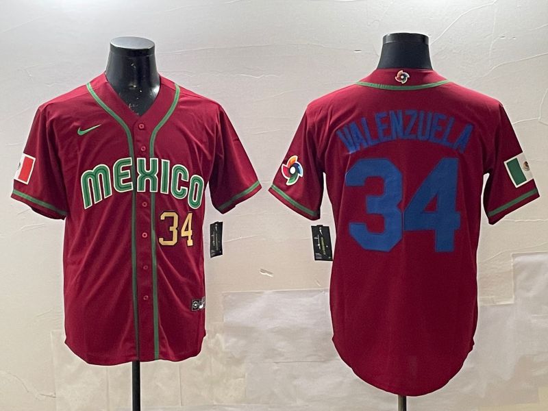Men 2025 World Cub Mexico #34 Valenzuela Red Nike MLB Jersey style 10